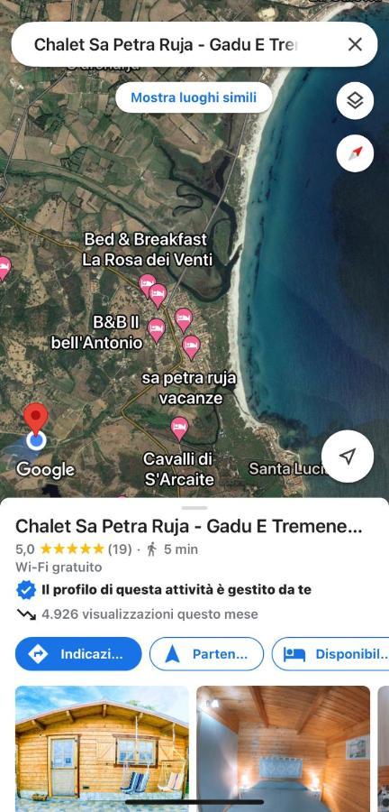Chalet Sa Petra Ruja - Gadu E Tremene Siniscola Kültér fotó